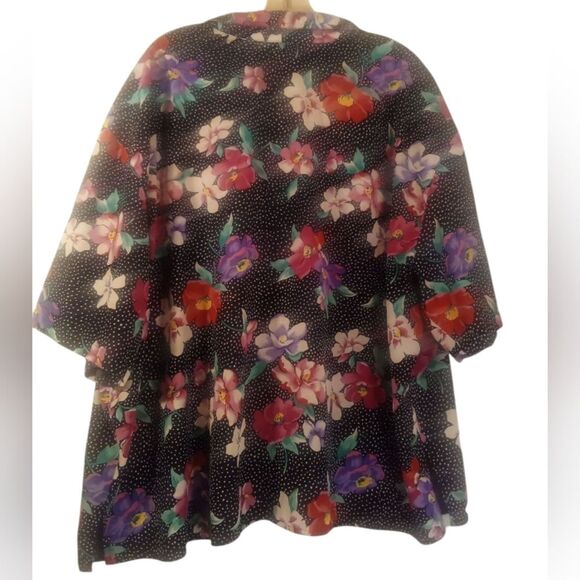 Vintage Women's Plus Size Dark Floral Polkadot Button Down Shirt Sz 24W - Picture 3 of 6